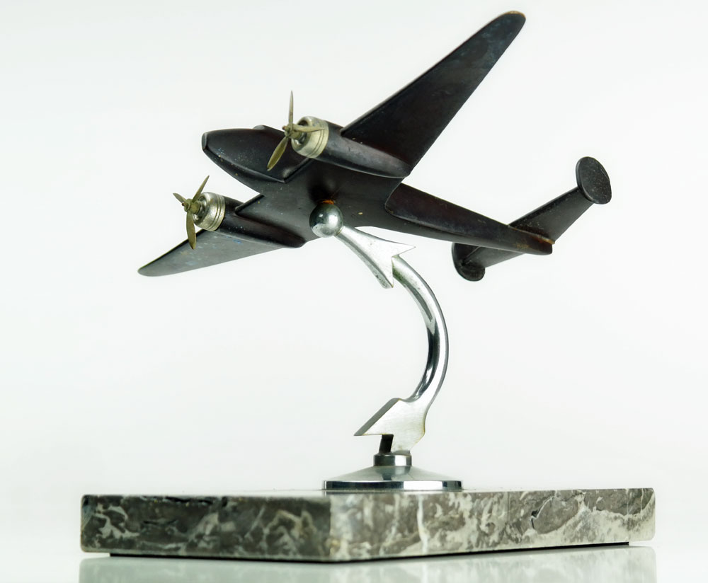 1930s French ART DECO Aviation Aircraft BRONZE AIRPLANE SCULPTURE Desk
