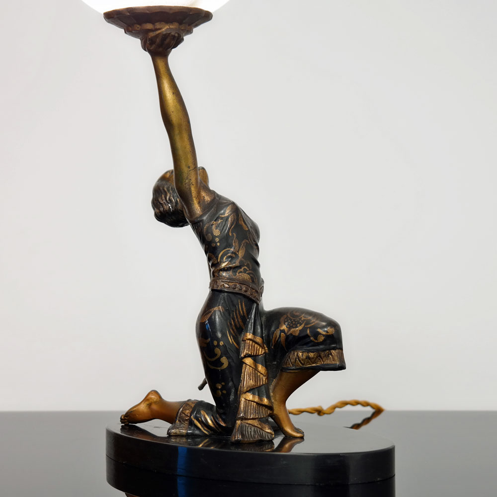 Original 1930s French ART DECO Lady Sculpture LAMP by ENRIQUE MOLINS