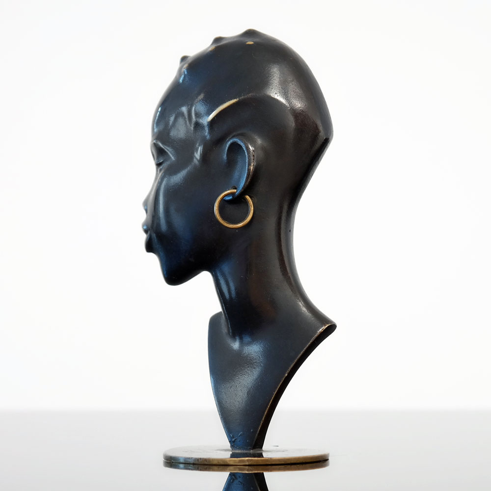 HAGENAUER Rare 1940s ART DECO Vienna Bronze AFRICAN LADY HEAD RR ROHAC ...
